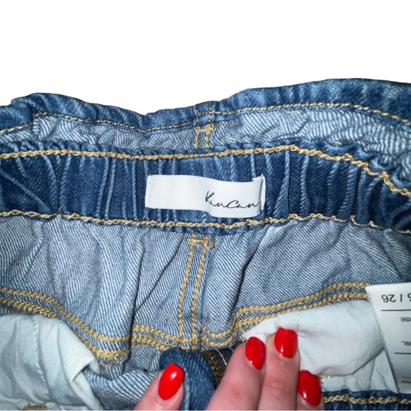KANCAN HIGH RISE MOM JEANS SIZE 5/26 DISTRESSED / LIGHT / 90s Y2K Style NWOT - Picture 7 of 10